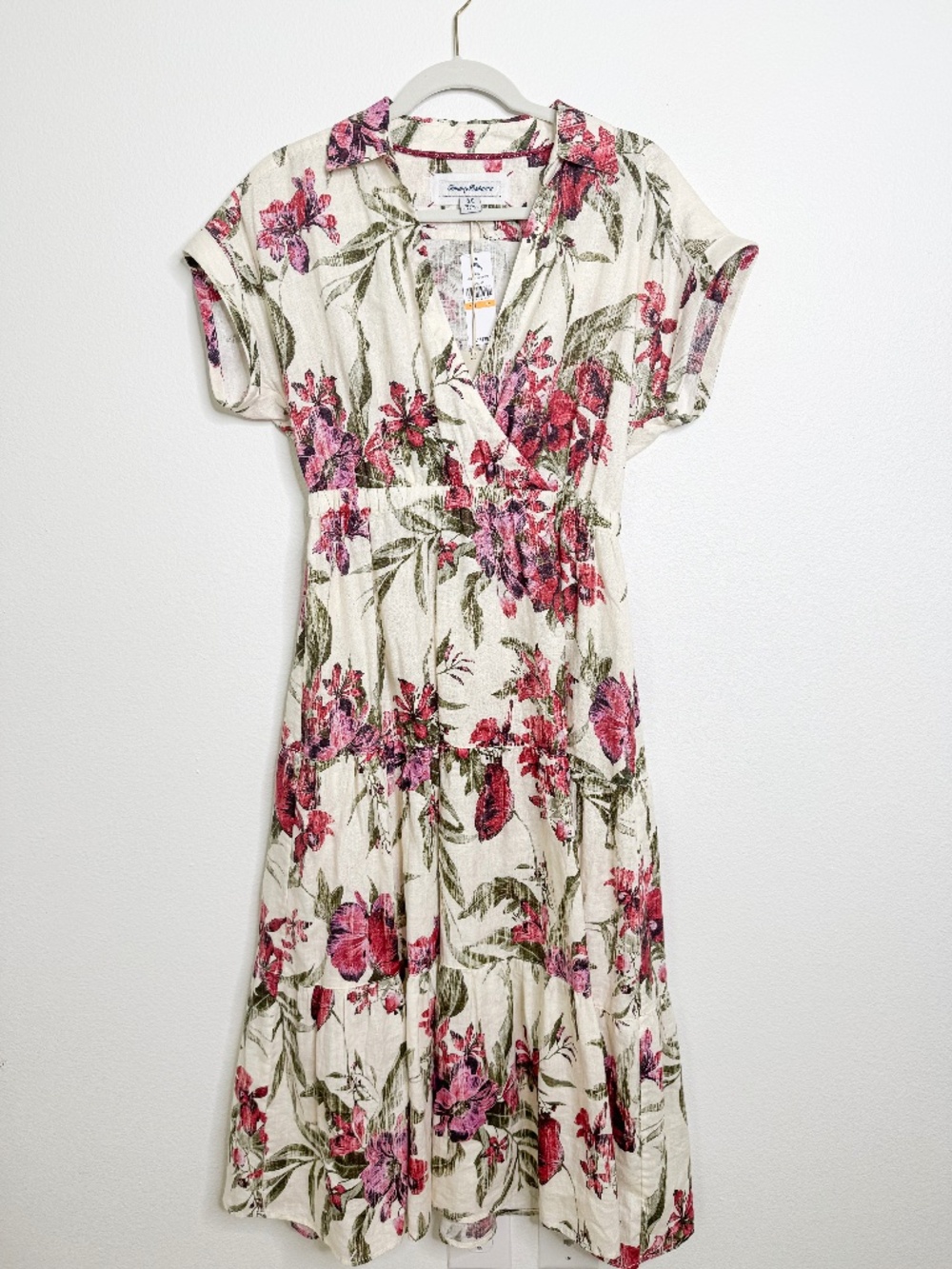 Tommy Bahama Orchid Isle Tiered Midi Dress Floral Tropical Resort Small NWT